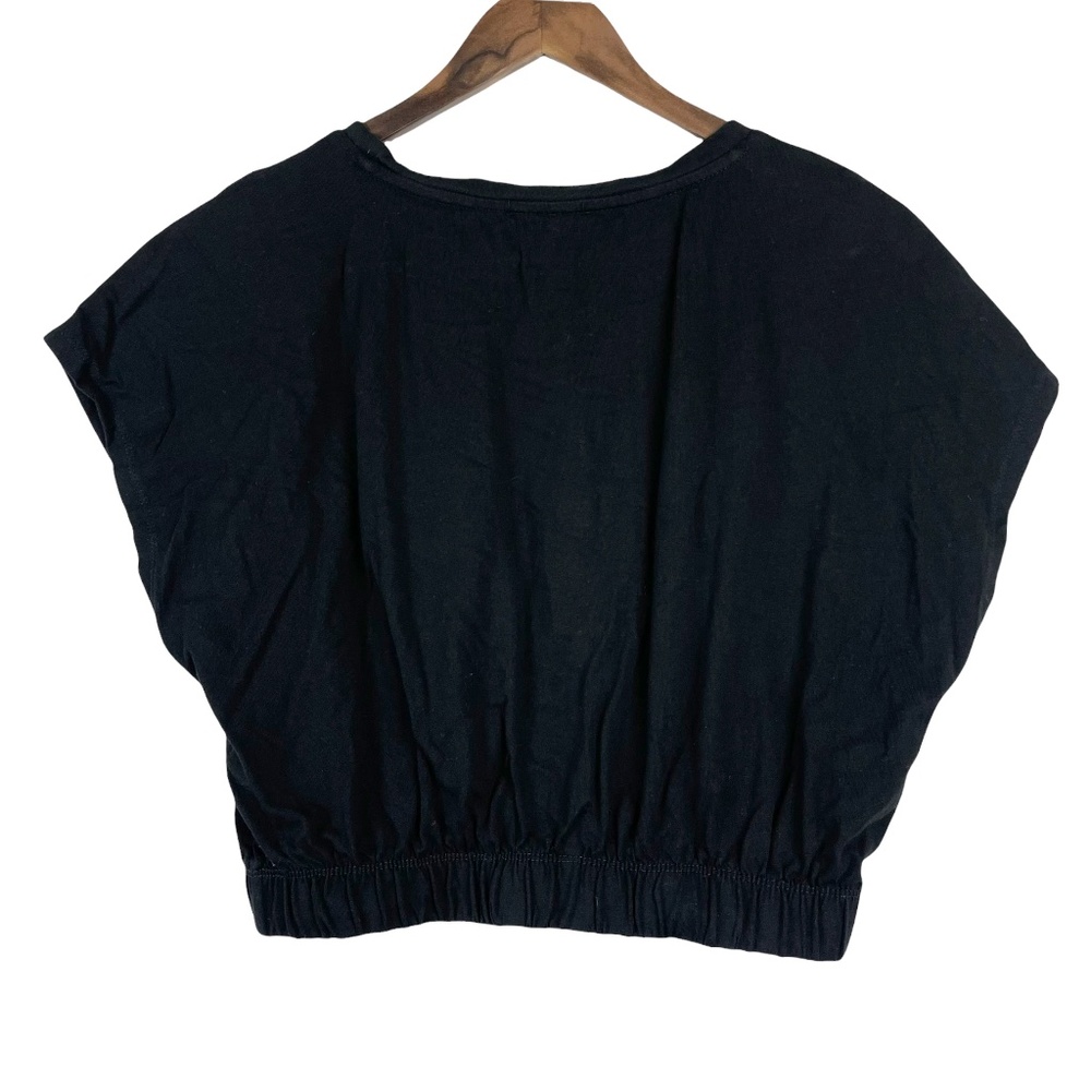 Zara Black Dolman Sleeve Elastic Waist Crop Top Size Large - Picture 4 of 8